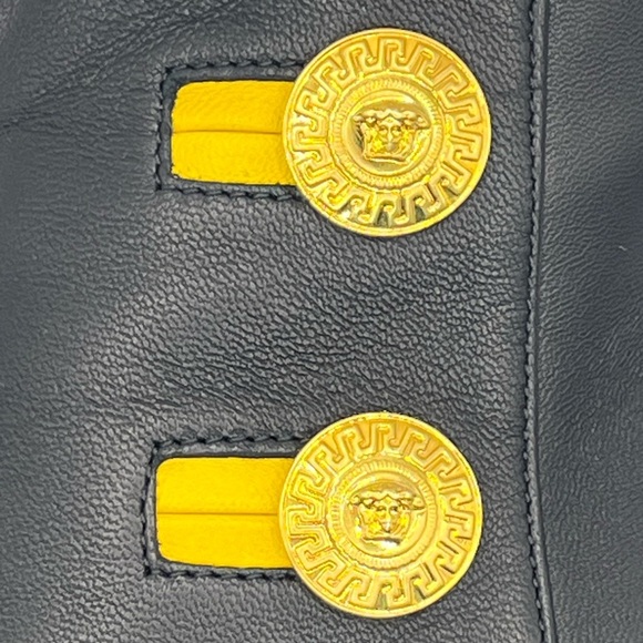 VERSACE Triple Platform Ankle Boots Black Leather Medusa Button 37.5EU 7.5US - Picture 9 of 16